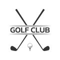 Golf club logo, badge or icon with ball on tee and laurel wreath. Vector illustration. Royalty Free Stock Photo